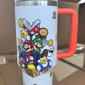 Super Mario Stainless Travel Mug with Red Handle